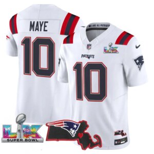 Drake Maye #10 New England Patriots Super Bowl LX Patch Vapor Limited Game Jersey - All Stitched