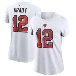 Women's Tom Brady White Tampa Bay Buccaneers Name & Number T-Shirt