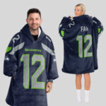 Adult 12 Seattle Football Unisex Blanket Hoodie