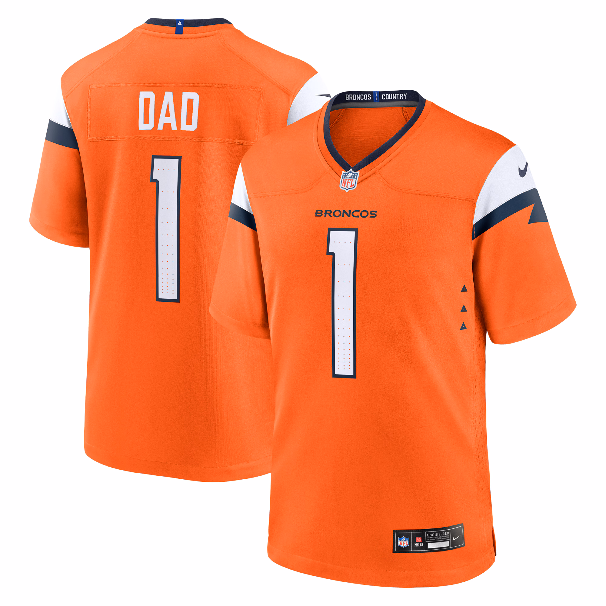 Denver Broncos #1 Dad Game Jersey - Orange