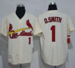 Mitchell And Ness St. Louis Cardinals #1 Ozzie Smith Cream Throwback Stitched Jersey