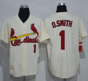 Mitchell And Ness St. Louis Cardinals #1 Ozzie Smith Cream Throwback Stitched Jersey