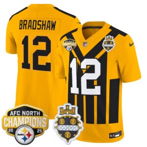 Terry Bradshaw #12 Pittsburgh Steelers 2025 AFC North Division Champions Vapor Limited Jersey - All Stitched