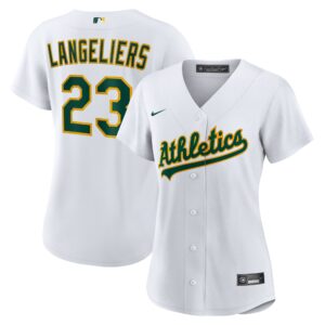 Women's Athletics Shea Langeliers #23 White Home Replica Jersey