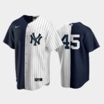 Men's split New York Yankees Home Jersey 45 Gerrit Cole Navy-White Replica