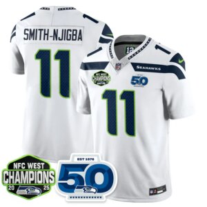 Smith-Njigba #11  Seattle Seahawks SEA 2026 NFC West Champions Limited Jersey - 50th Season Patch - All Stitched