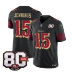 Jauan Jennings #15 San Francisco 49ers 80th Patch Rivalries Collection Limited Jersey - Black