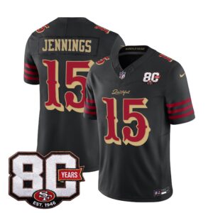 Jauan Jennings #15 San Francisco 49ers 80th Patch Rivalries Collection Limited Jersey - Black