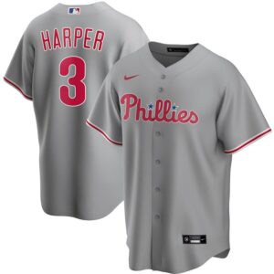 Men's  Philadelphia Phillies #3 Bryce Harper Gray Road 2020 Jersey