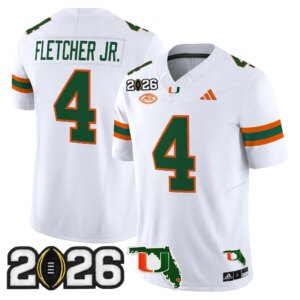 Mark Fletcher Jr. #4 Miami Hurricanes MIA 2026 CFP Final & Florida Patch Vapor Limited Jersey - All Stitched