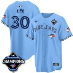 Alejandro Kirk #30 Toronto Blue Jays 2025 American League Champions Jersey Stitched Light Blue