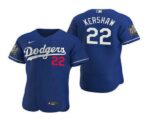 Men's Los Angeles Dodgers #22 Clayton Kershaw Royal 2020 World Series Flex Base  Jersey
