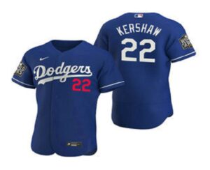 Men's Los Angeles Dodgers #22 Clayton Kershaw Royal 2020 World Series Flex Base  Jersey