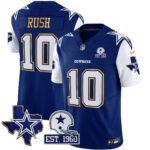 Cooper Rush #10 Cowboys Texas Patch Gold Trim Vapor Jersey - All Stitched