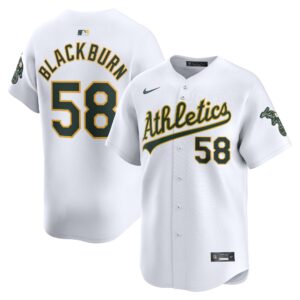 Men's Oakland Athletics Paul Blackburn  White Home Limited Player Jersey