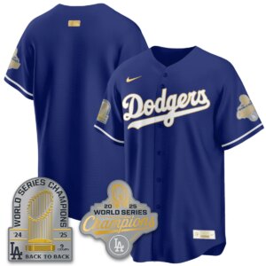 Team Los Angeles Dodgers 9x Champs Gold Collection Stadium Vapor Limited Jersey - All Royal