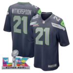 Devon Witherspoon #21 Seattle Seahawks Super Bowl LX Patch College Navy Team Game Jersey