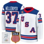 Connor Hellebuyck #37 2026 USA Olympic Premium Hockey Jersey -White