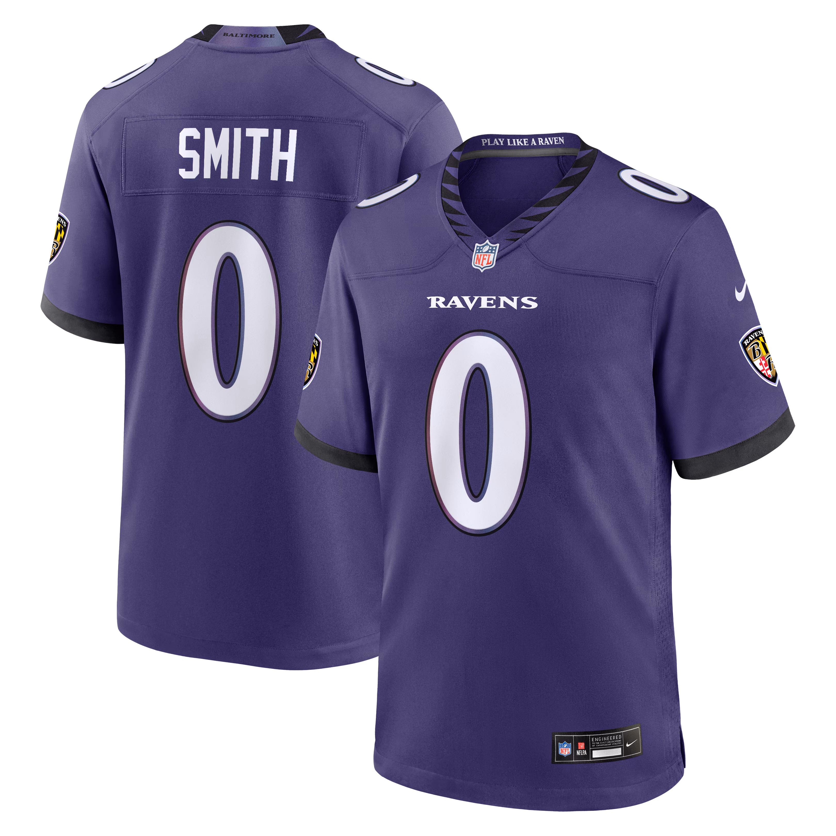 Men's Baltimore Ravens Roquan Smith #0 Purple Team Game Jersey