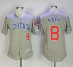 Chicago Cubs #8 Ian Happ Grey Flexbase Collection Road Stitched Jersey