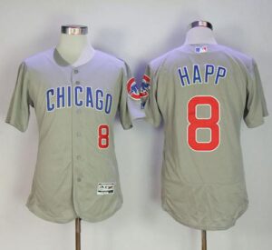 Chicago Cubs #8 Ian Happ Grey Flexbase Collection Road Stitched Jersey