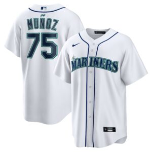 Men's Seattle Mariners AndrÃ©s Mu?oz  White Home  Replica Player Jersey
