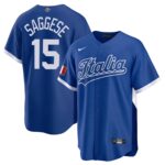 Thomas Saggese #15 Italy Baseball 2026 World Baseball Classic Road Stadium Jersey - Navy