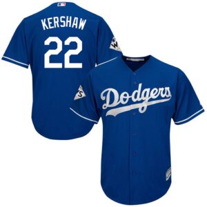 Los Angeles Dodgers #22 Clayton Kershaw Blue New Cool Base 2017 World Series Bound Stitched Jersey