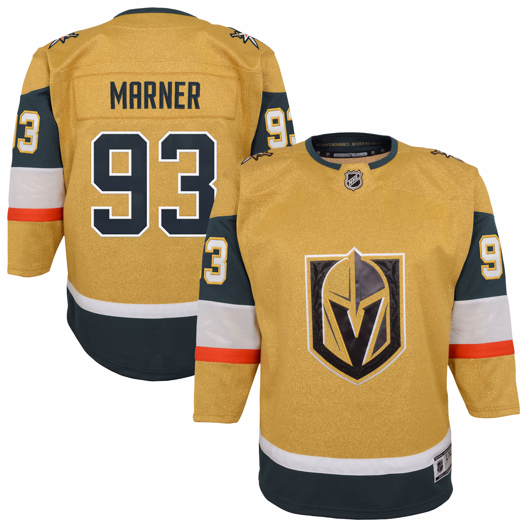 Youth Vegas Golden Knights Mitch Marner #93 Outerstuff Gold Premier Player Jersey