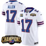 Men's Buffalo Bills #17 Josh Allen 2023 AFC East Champions With 4-star C Ptach Stitched Jersey