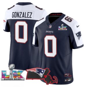 Christian Gonzalez #0 New England Patriots Super Bowl LX Patch Vapor Limited Game Jersey - All Stitched