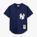 New York Yankees Rickey Henderson Mitchell & Ness Navy Cooperstown Collection Mesh Batting Practice Button-Up Jersey