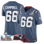 Will Campbell #66 New England Patriots Super Bowl LX Patch Vapor Limited Game Jersey - All Stitched