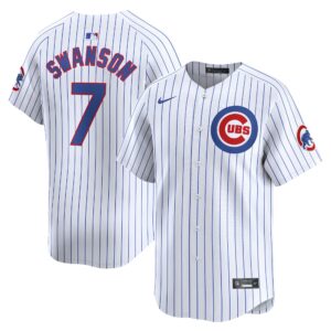 Men's Chicago Cubs #7 Dansby Swanson  White Home Limited Player Jersey