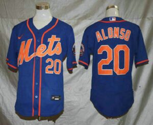 Men's New York Mets #20 Pete Alonso Blue Stitched Flex Base  Jersey