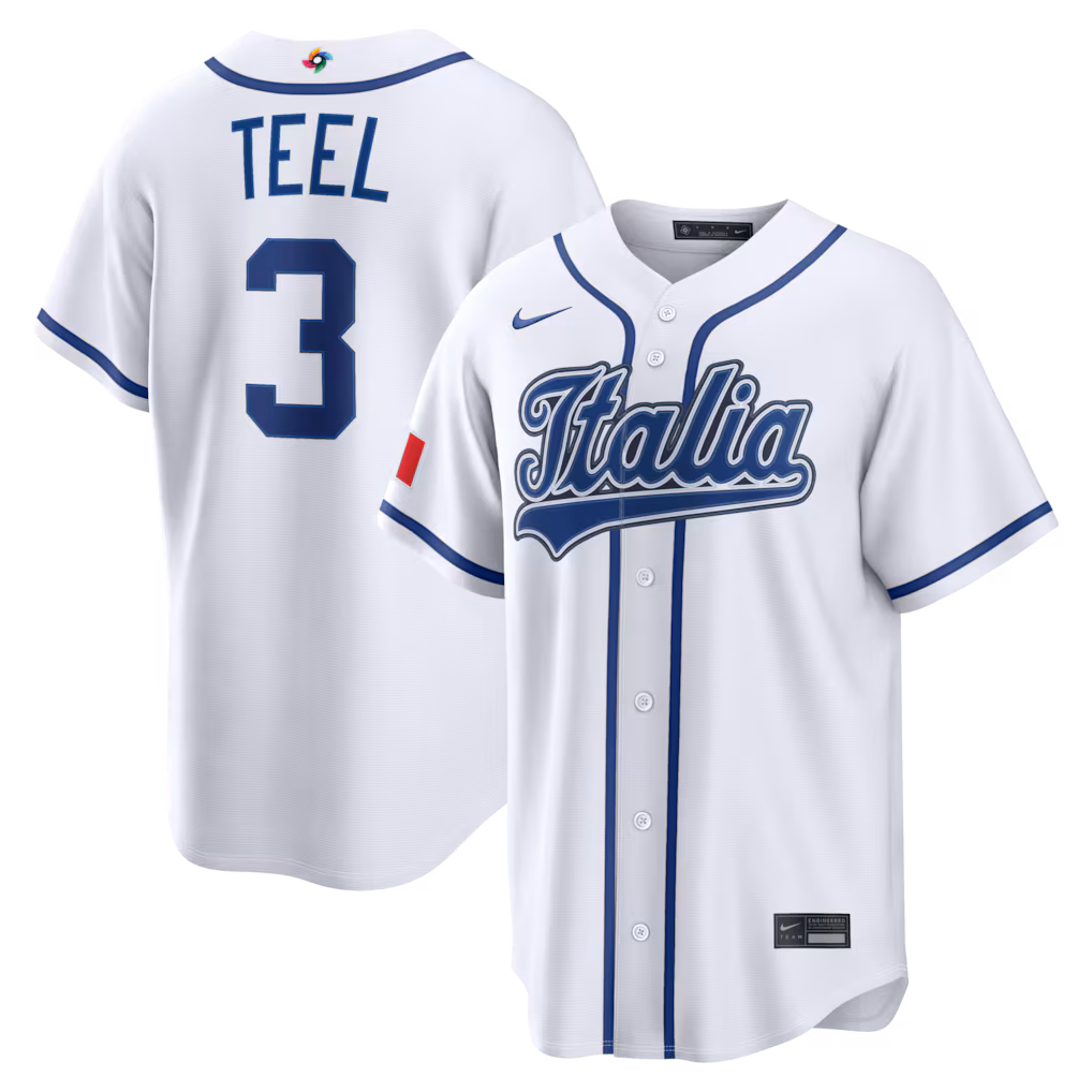 Kyle Teel #03 Italy Baseball 2026 World Baseball Classic Home Stadium Jersey - White