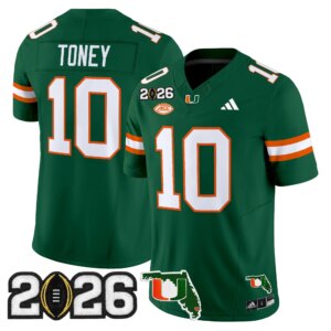 Malachi Toney #10 Miami Hurricanes MIA 2026 CFP Final & Florida Patch Vapor Limited Jersey - All Stitched
