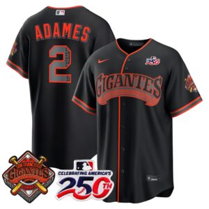 Willy Adames #2 San Francisco Giants 250th Patch Alternate Replica Jersey - Black