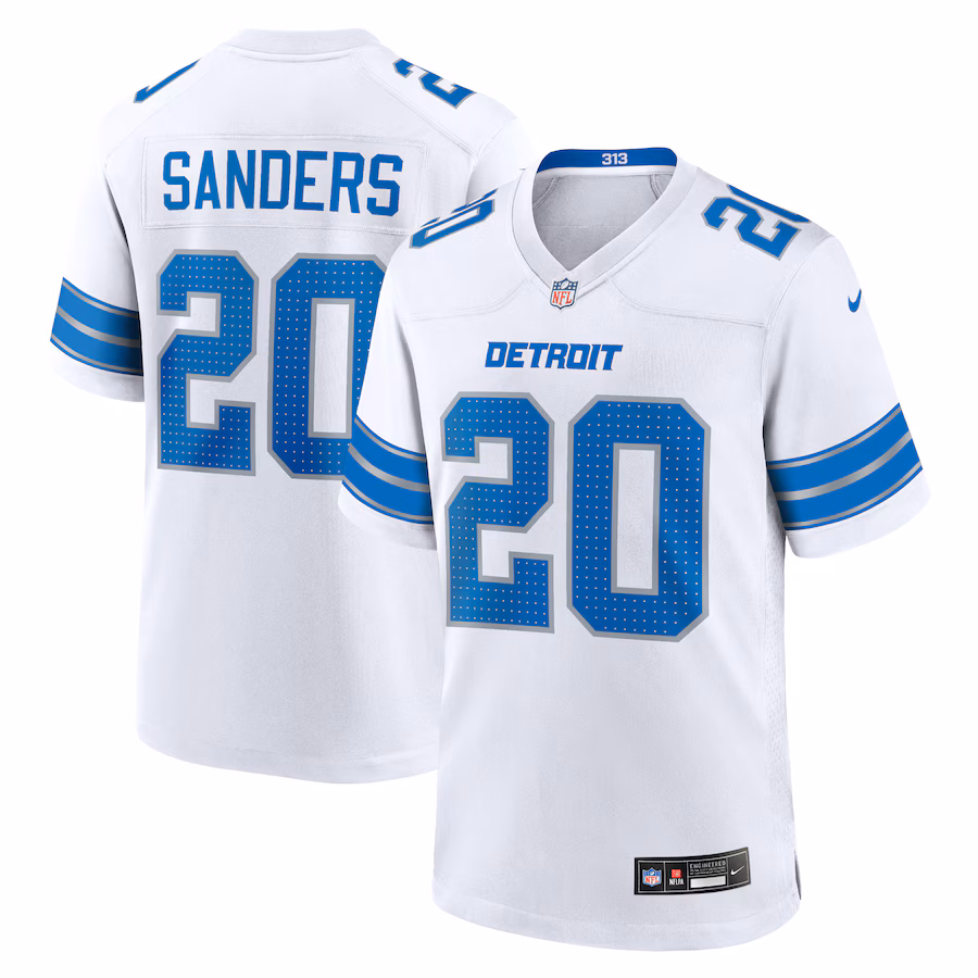 Men's Barry Sanders #20 White Detroit Lions Retired Player Game Jersey