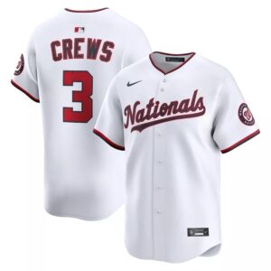 Men's Washington Nationals Dylan Crews #3  White Jersey
