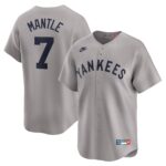 New York Yankees Mickey Mantle #7 Gray Throwback Cooperstown Collection Limited Jersey