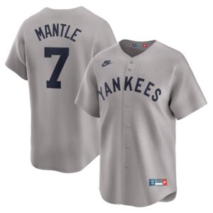 New York Yankees Mickey Mantle #7 Gray Throwback Cooperstown Collection Limited Jersey