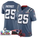 Patriot #25 New England Patriots Super Bowl LX Patch Vapor Limited Game Jersey - All Stitched