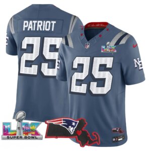 Patriot #25 New England Patriots Super Bowl LX Patch Vapor Limited Game Jersey - All Stitched