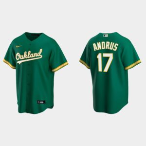 Men's Oakland Athletics #17 Elvis Andrus Kelly Green Alternate Jersey