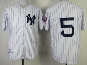 Mitchell And Ness 1939 New York Yankees #5 Joe DiMaggio White Throwback Stitched Jersey