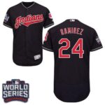 Cleveland Indians #24 Manny Ramirez Navy Blue Flexbase Collection 2016 World Series Bound Stitched Jersey