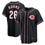 Chase Burns #26 Cincinnati Reds Fashion Replica Black Out Jersey - Black