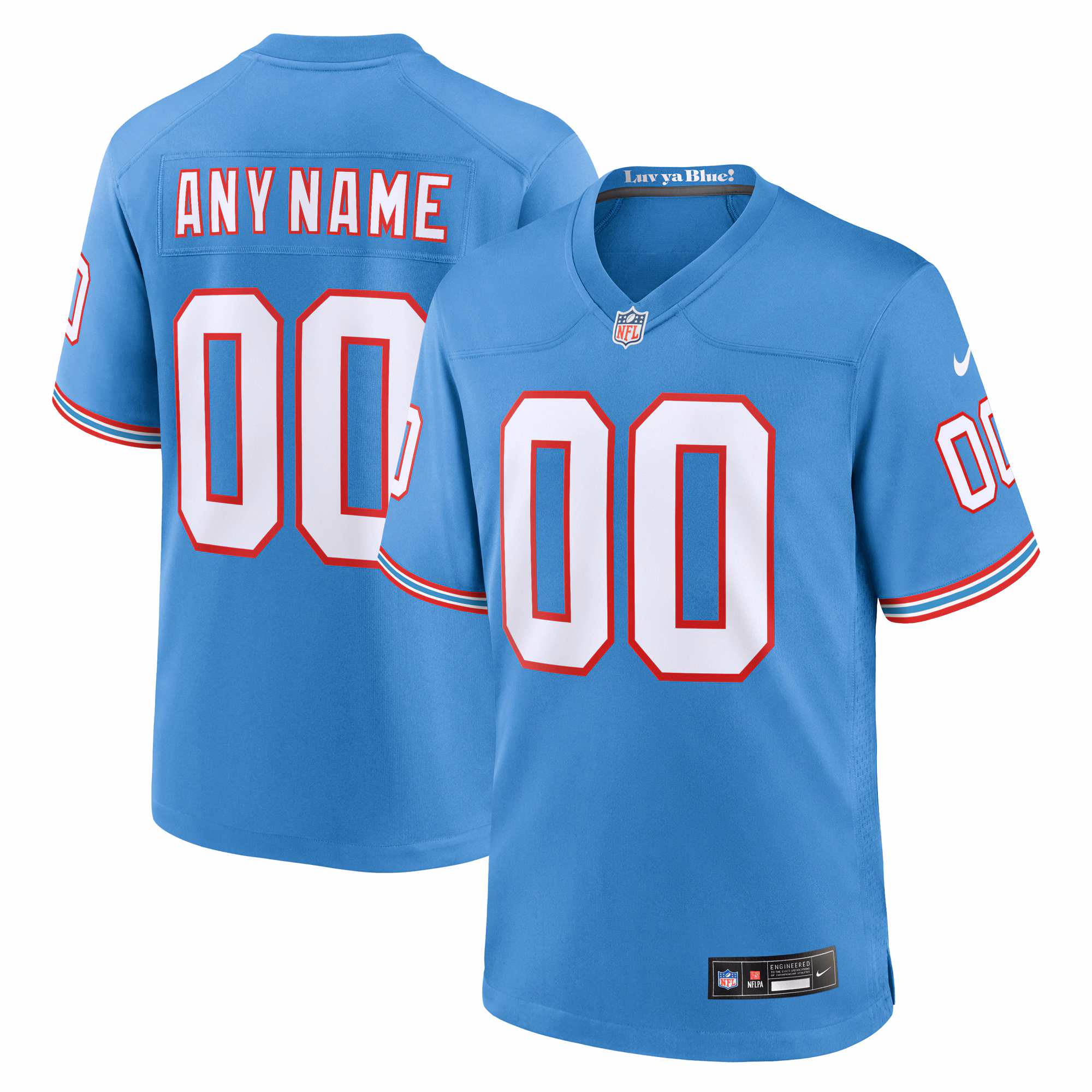 Calvin Ridley #0 Tennessee Titans Light Blue Oilers Throwback Custom Game Jersey