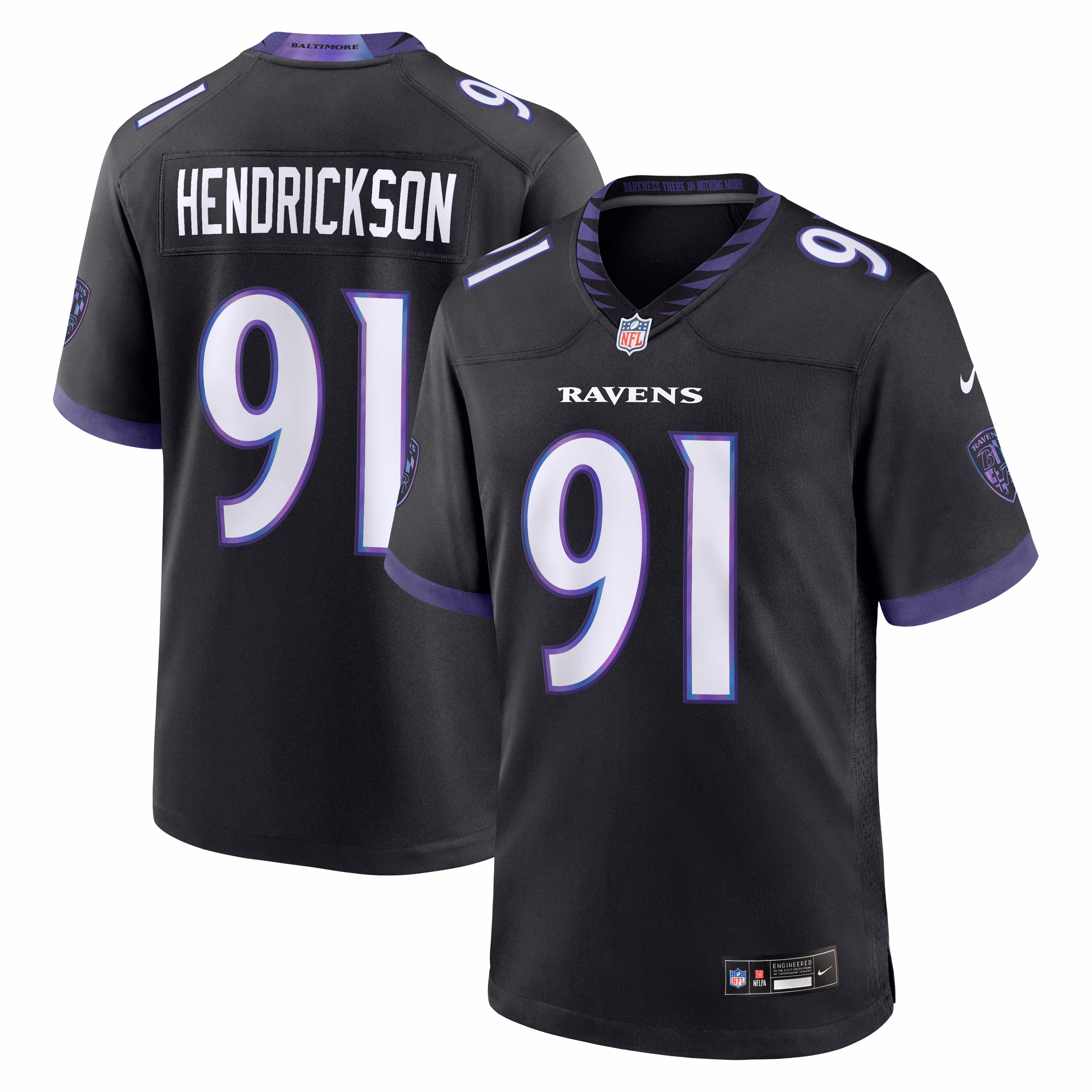 Men's Baltimore Ravens Trey Hendrickson #91 Black Alternate Game Jersey
